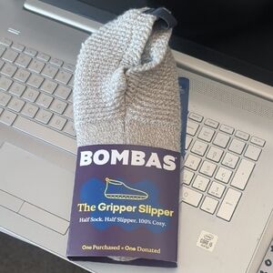 Bombas Light Taupe Knit Gripper Slippers